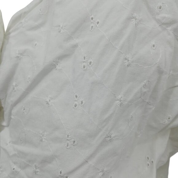 Vintage Stefano Cropped Eyelet Lace Tie Front Short Sleeve Blouse Size M Top 90s - Picture 11 of 11